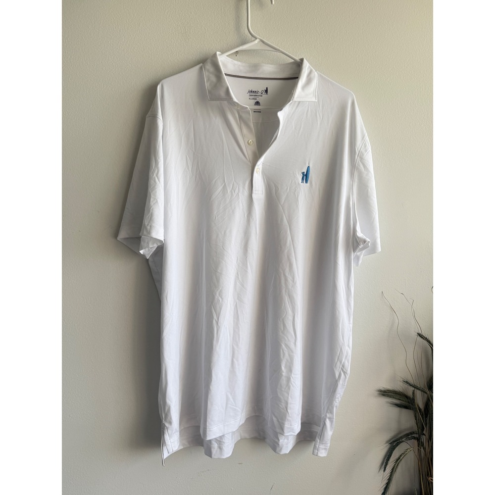 Johnnie-O Performance Polo Shirt Mens White Short Sleeve UPF 50 Sun Protection